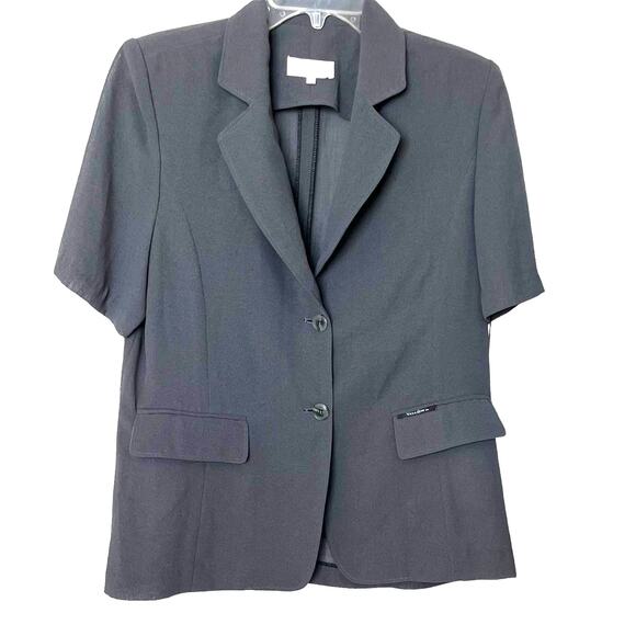 NALGAE FASHION SHORT SLEEVE JACKET TOP, WOMENS, L (99 TAG), DARK GREY, 2-BUTTON - Picture 1 of 7